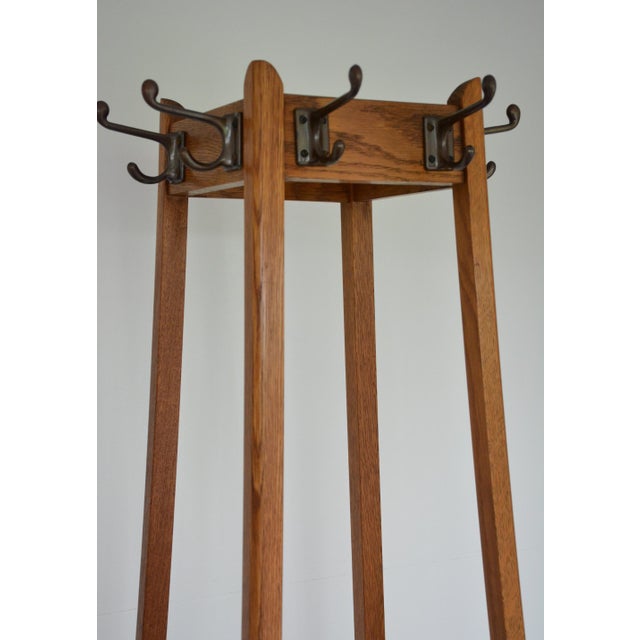 Mid-Century Oak Coat Stand with Umbrella Holders and Drip Tray, 1950 For Sale - Image 6 of 18