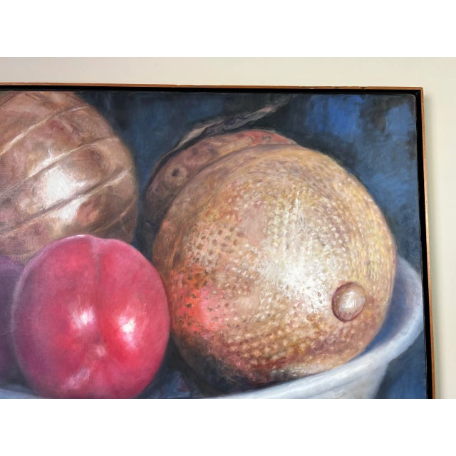 90's Venezuelan Mohamed " Still Life With Metals & Fruits " Oil Painting For Sale In Miami - Image 6 of 13