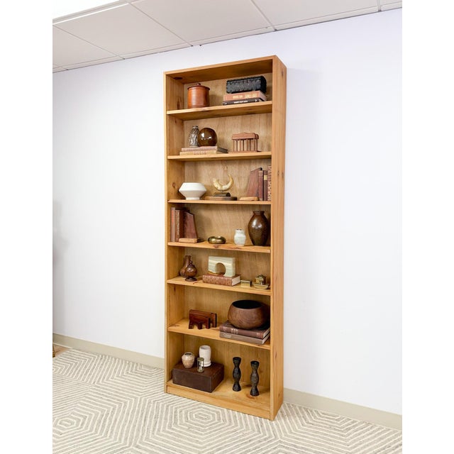 Vintage Antique Style Handmade Pine 7-Shelf Bookcase Rustic Boho For Sale In Tampa - Image 6 of 10