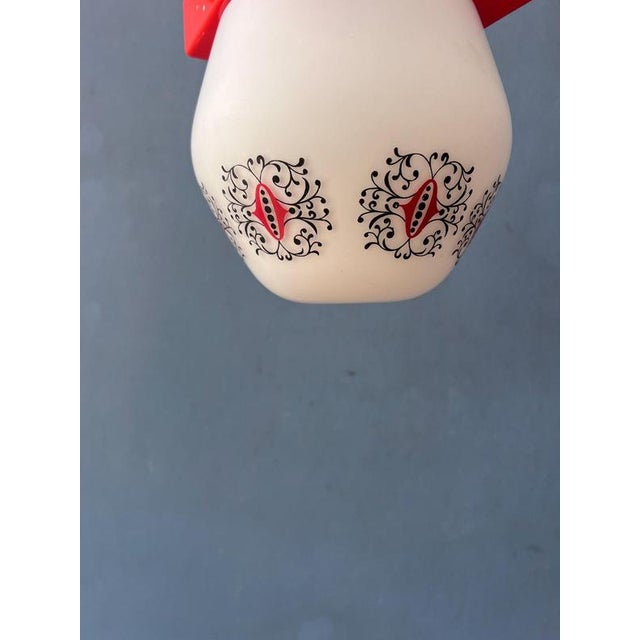 Vintage Opaline Glass Ceiling Lamp with Orange Ceiling Cap from Thabur For Sale - Image 9 of 11