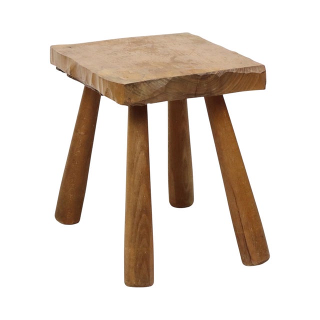 Brutalist Rustic Wood Milking Stool, 1950s For Sale - Image 16 of 18