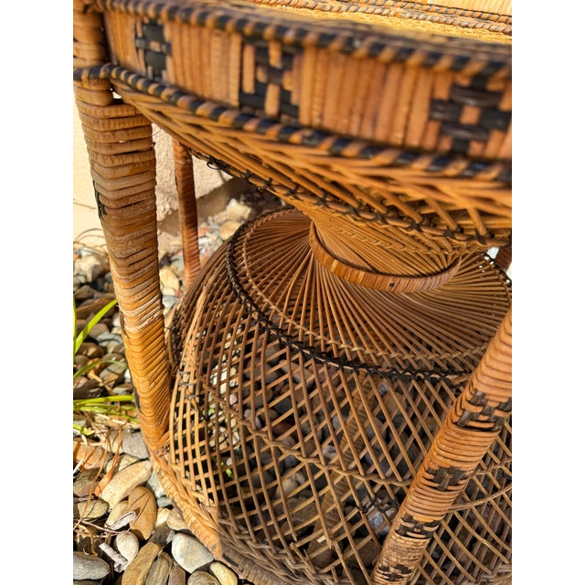 Tan Iconic 1970s Vintage Emmanuelle Wicker Rattan Peacock Chair For Sale - Image 8 of 12