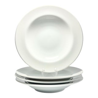 Contemporary Williams-Sonoma “Brasserie, White” Ceramic Large Rim Soup Bowls - Set of 4 For Sale