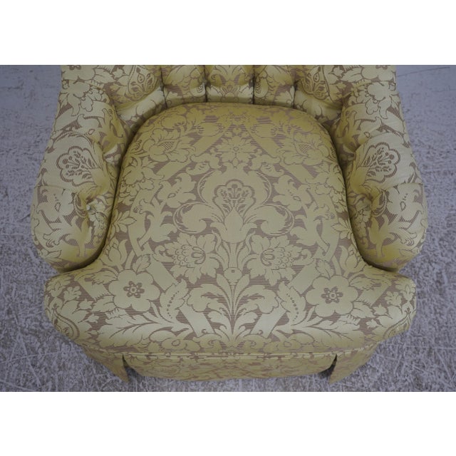 Hickory Chair Co Quality Damask Upholstered Swivel Club Chair For Sale - Image 11 of 18
