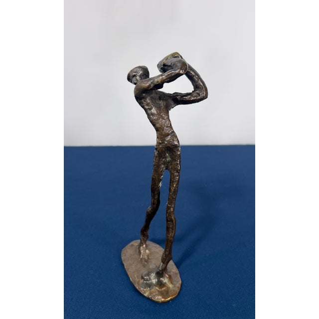 Mid-Century Modern 1950s Mid-Century Modern Abstract Brutalist Cast Bronze Male Figure Sculpture - Giacometti Style For Sale - Image 3 of 6