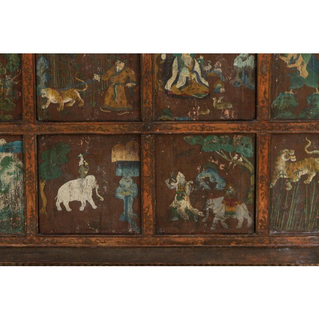 Antique Himalayas Hand-Painted Tibetan Cabinet For Sale - Image 12 of 13