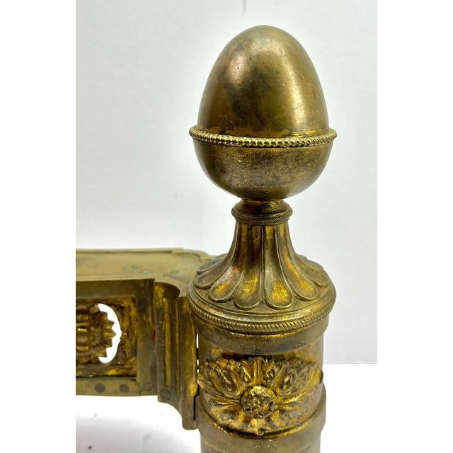 A Pair of Large French 18th century Brass Chenets This is a Very Attractive pair of French Chenets, the ultimate in...