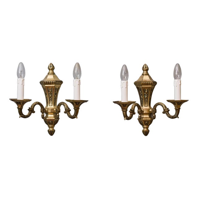 Neo-Renaissance Brass Wall Sconces, Set of 2 For Sale