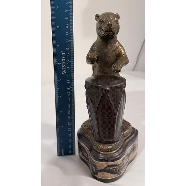 Vintage Castilian Bronze Animal Band Sculptures - Playing Guitar and Drum (Model 3036-34a) - A Matched Pair For Sale - Image 15 of 16