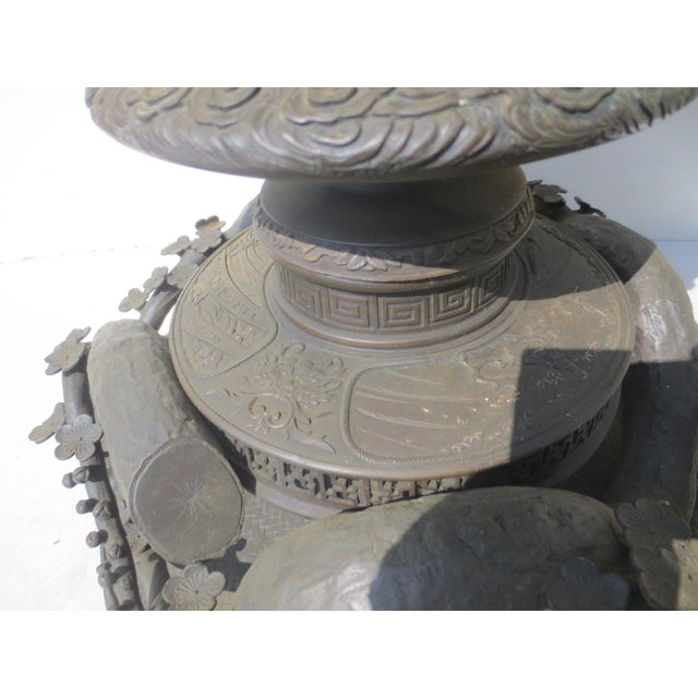 Early 19th Century Massive Meiji Bronze Temple Urn 19th Century For Sale - Image 5 of 17