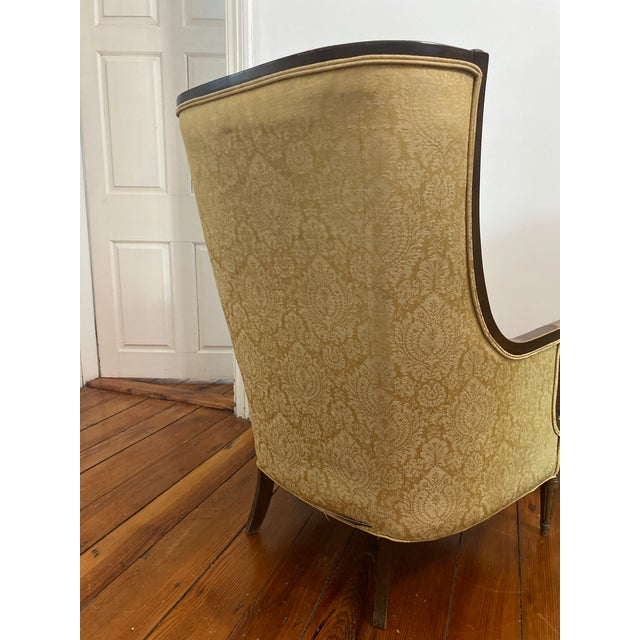 1960s Regency or Louis XVI Style Traditional Tufted Armchair, High Back For Sale - Image 4 of 12