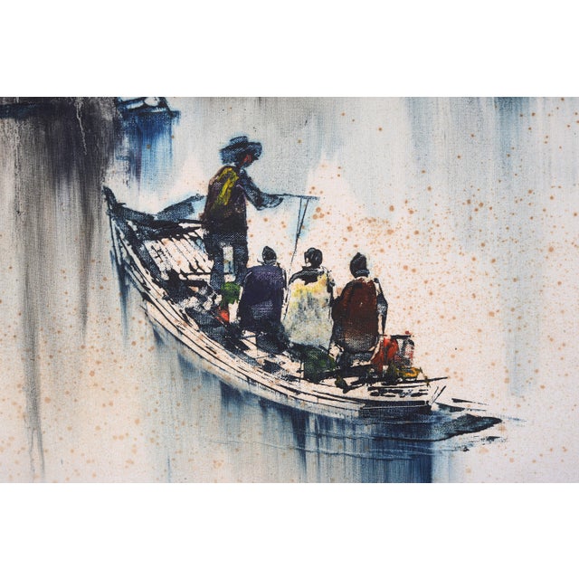 Mid Century Asian Seaside Village Watercolor Painting For Sale - Image 10 of 15