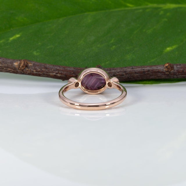Red 3.2ct Star Ruby Cabochon Ring With Earth-Mined Diamond Accents in Solid 14k Gold, Size 6.75 For Sale - Image 8 of 9