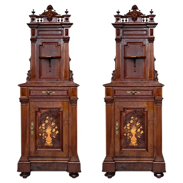 19th Century French Walnut Neoclassical Nightstands With Large Crest For Sale - Image 11 of 11