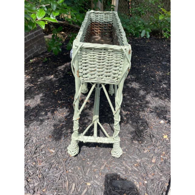 1920s Antique Woven Wicker Plant Stand Box For Sale - Image 5 of 6