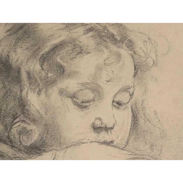 Modern Heinrich Pforr, Girl with Curls Sketch, 1890s, Oil Painting on Canvas For Sale - Image 3 of 9