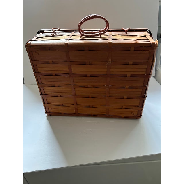 Mid 20th Century Japanese Bamboo Picnic Basket For Sale - Image 6 of 10