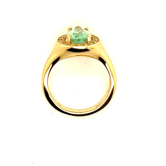 Natural Emerald Diamond Ring 14K Y Gold 1.74 TCW Certified, Size 6.75 For Sale - Image 4 of 12