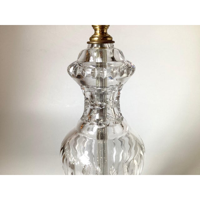 Hollywood Regency A Pair of Water Clear Crystal Table Lamps Hollywood Regency For Sale - Image 3 of 8