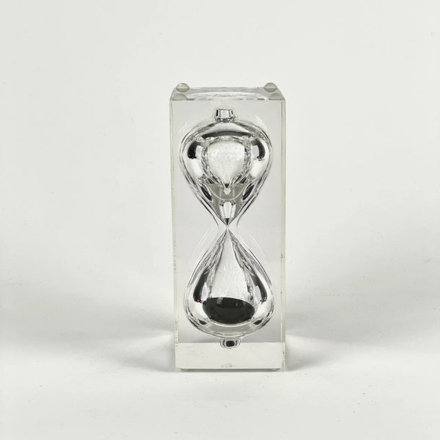 1970's Floating Hourglass in Lucite Sculpture Attributed To Pierre ...