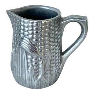Vintage Majolica Style Pewter Corn Creamer For Sale