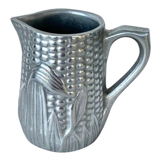 Vintage Majolica Style Pewter Corn Creamer For Sale
