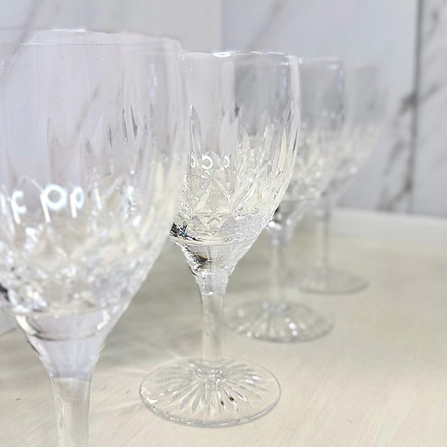 Postmodern 1970s Stuart Crystal "Glencoe" Water Goblets - Set of 5 For Sale - Image 3 of 7