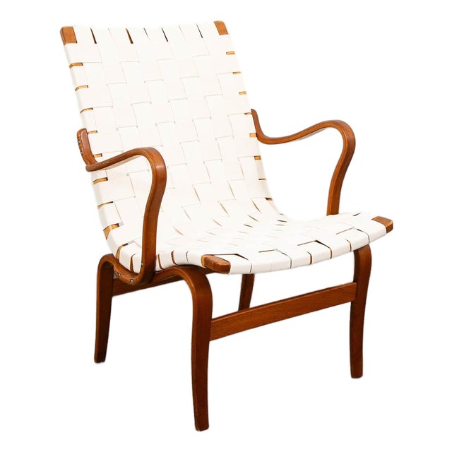 Mid Century Danish Modern Lounge Chair Bruno Mathsson Eva Armchair White MCM For Sale