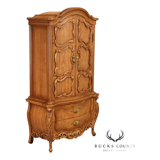 French Rococo Style Bombe Armoire Chest For Sale