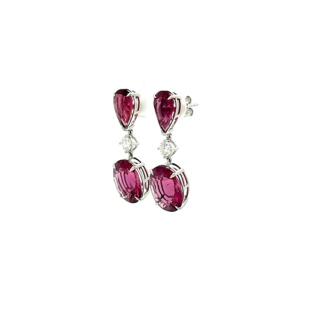 Pink Pink Tourmaline Diamond 14k White Gold Drop Earrings- Set of 2 For Sale - Image 8 of 8
