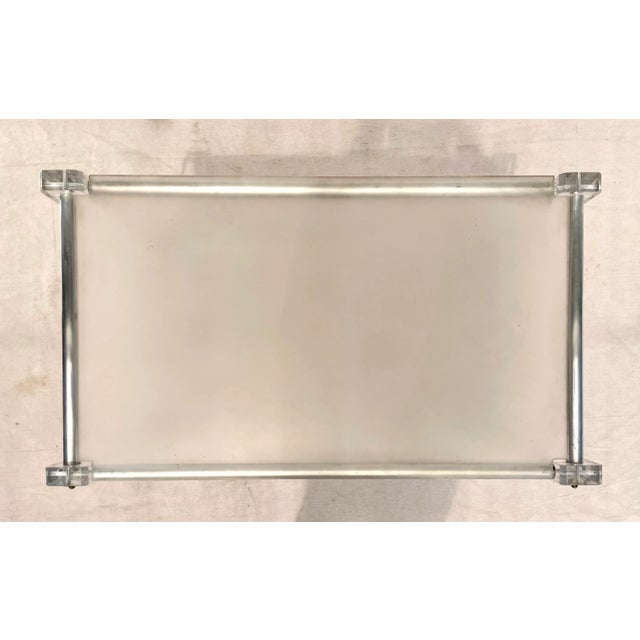Vintage Lucite and Brushed Stainless Rolling Bar Record Cart For Sale - Image 4 of 12