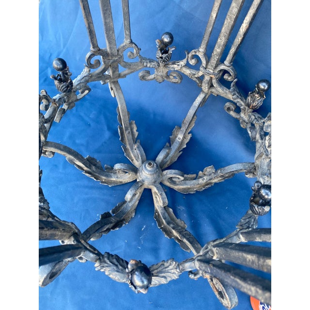 Vintage Oversized 1920s Spanish Revival Iron Pendant For Sale In Los Angeles - Image 6 of 10