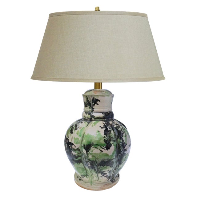 Mid-Century Modern Vintage Italian Marbleized Terracotta Table Lamp Signed For Sale In Philadelphia - Image 6 of 11