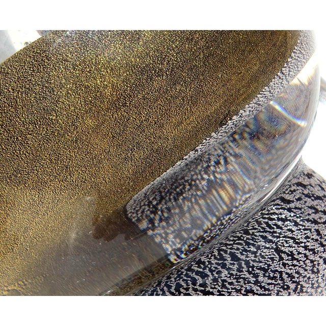 Murano Vetreria Venier Label Gold Silver Flecks Black Italian Art Glass Snail Paperweight Figurine For Sale In Orlando - Image 6 of 10