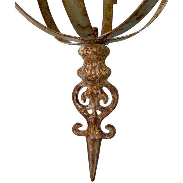 Vintage Large Metal & Glass Hanging Candle Lantern For Sale In Los Angeles - Image 6 of 6