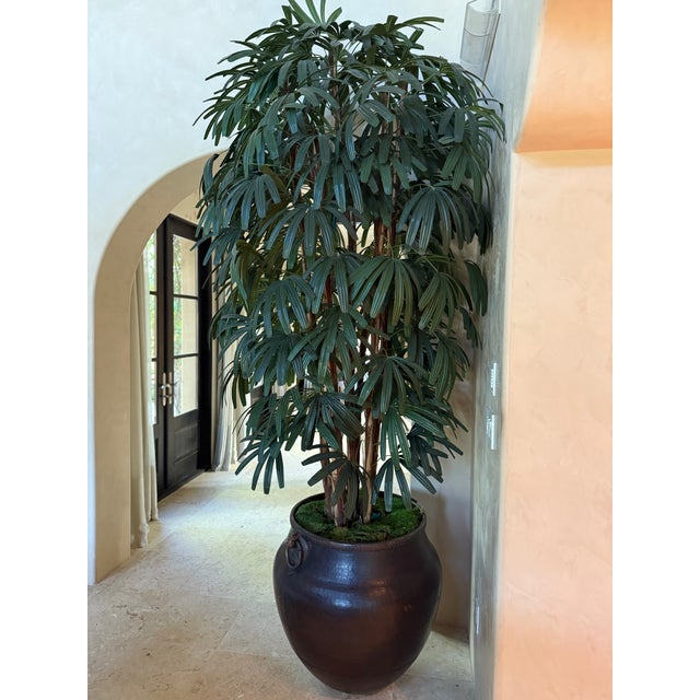 2010s Pair of Faux Raphia Palm Trees For Sale - Image 5 of 5