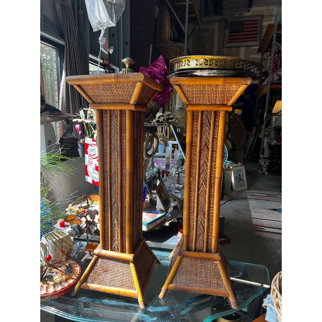 1970s Pair of Bamboo Plant Stand Pillars For Sale - Image 11 of 12
