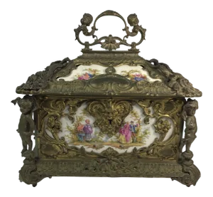 Victorian KPM Porcelain & Gilded Bronze Jewelry Box