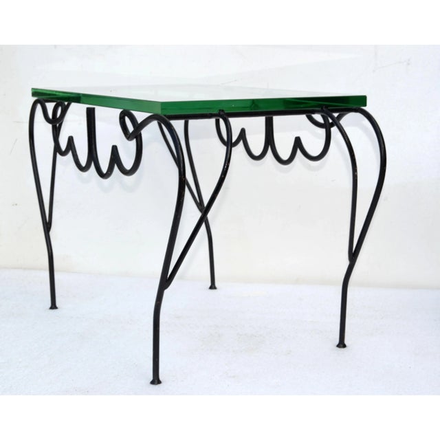René Prou Iconic Black Iron & Glass French Side, End Table Mid-Century Modern For Sale In Miami - Image 6 of 13