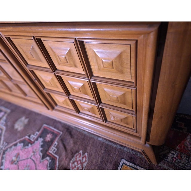 1940s Large Brutalist French Sideboard with Carved Panels, 1940s For Sale - Image 5 of 16