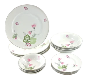 Pink Bavarian Dinner Service - Set of 16