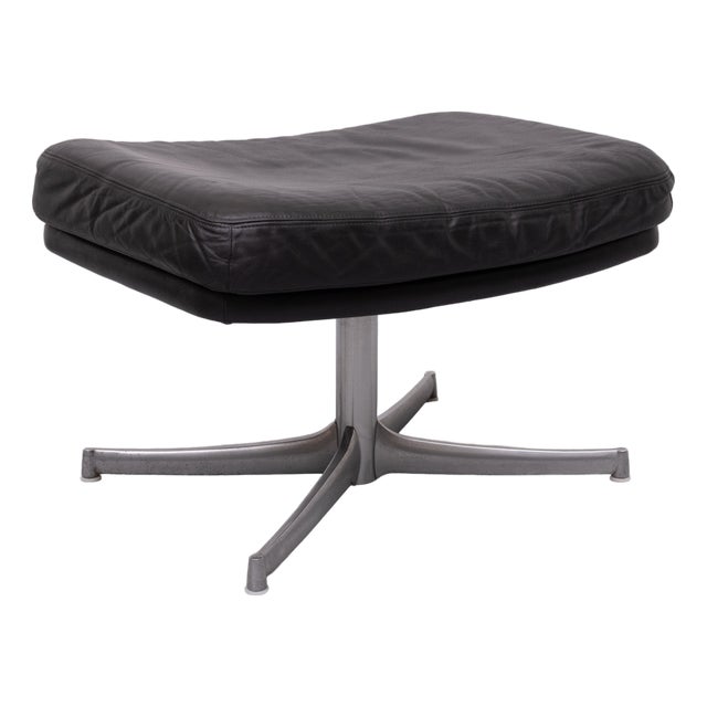 Black Leather Ottoman from Walter Knoll, Germany, 1970s For Sale