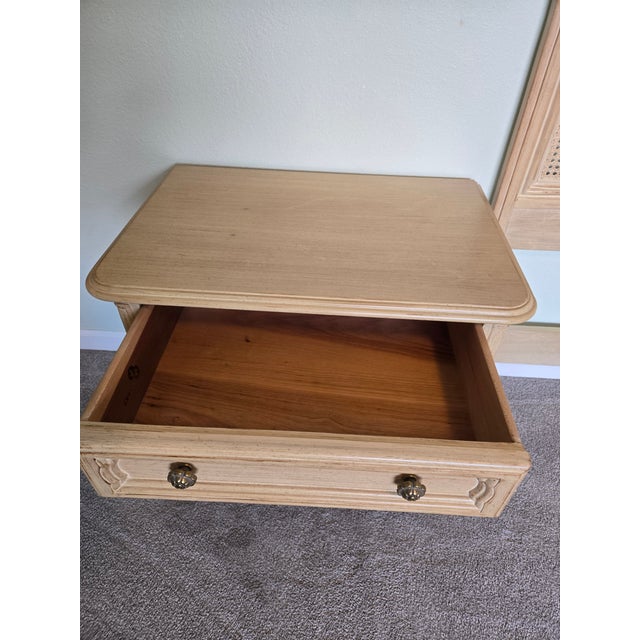 1980s Drexel Cabernet Blanc Queen Headboard & Matching Bedside Tables For Sale - Image 5 of 18