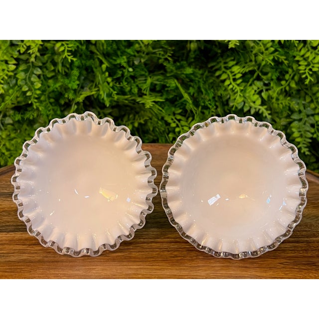 American Vintage Fenton Art Glass "Silver Crest" Candlestick Holders For Sale - Image 3 of 8