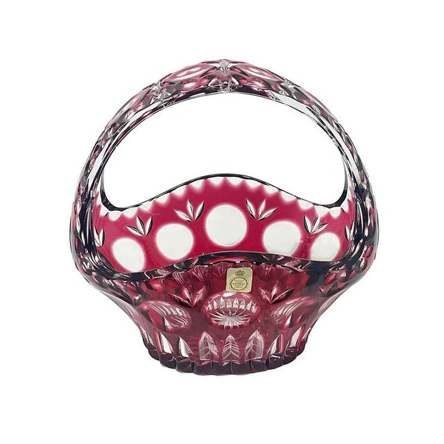 German Crystal Vase and Basket, 1960s, Set of 2 For Sale - Image 3 of 9