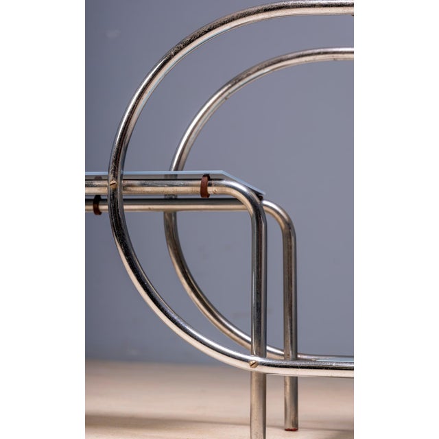 20th Century Bauhaus Tubular Steel Flower Stand with Colored Glass Shelves by Emile Guyot, Czechoslovakia, 1950 For Sale - Image 6 of 7