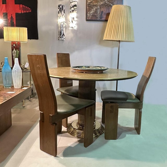 Goldenrod Round Center of Dining Table on Brass with Relief Top, 1970s For Sale - Image 8 of 18