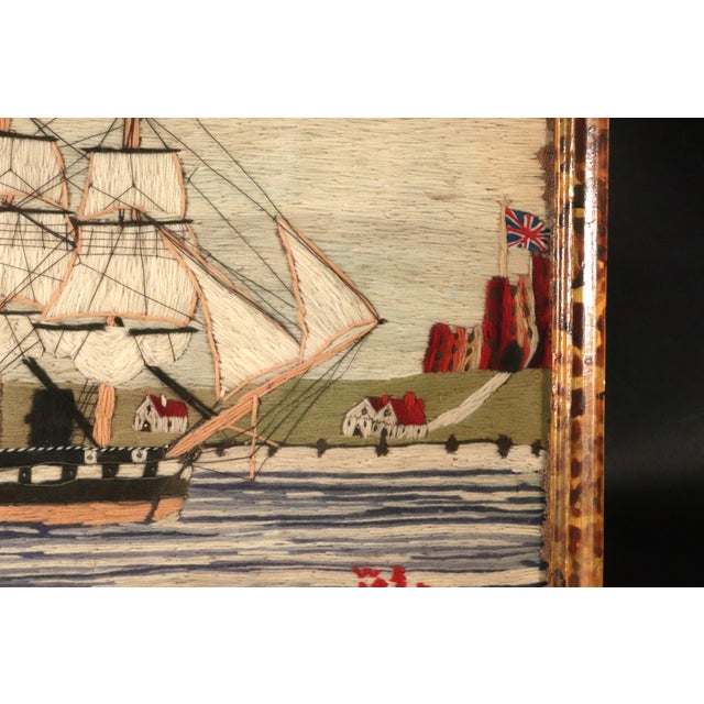 British Sailor's Woolwork of Royal Navy Ship Off Land, Signed & Dated Wr 1865 For Sale In Philadelphia - Image 6 of 7