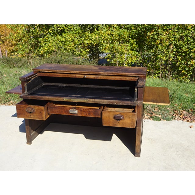 Industrial French Glove Makers Table in Oak For Sale - Image 3 of 18