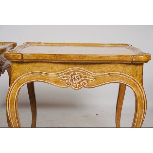 Late 20th Century Late 20th Century Pair of Judson Rothschild Italian Rococo Louis XV Style End Tables | Distressed Walnut Finish For Sale - Image 5 of 9